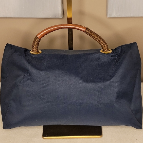Longchamp Navy Blue Leather-Trimmed Hand Bag - Picture 2 of 8